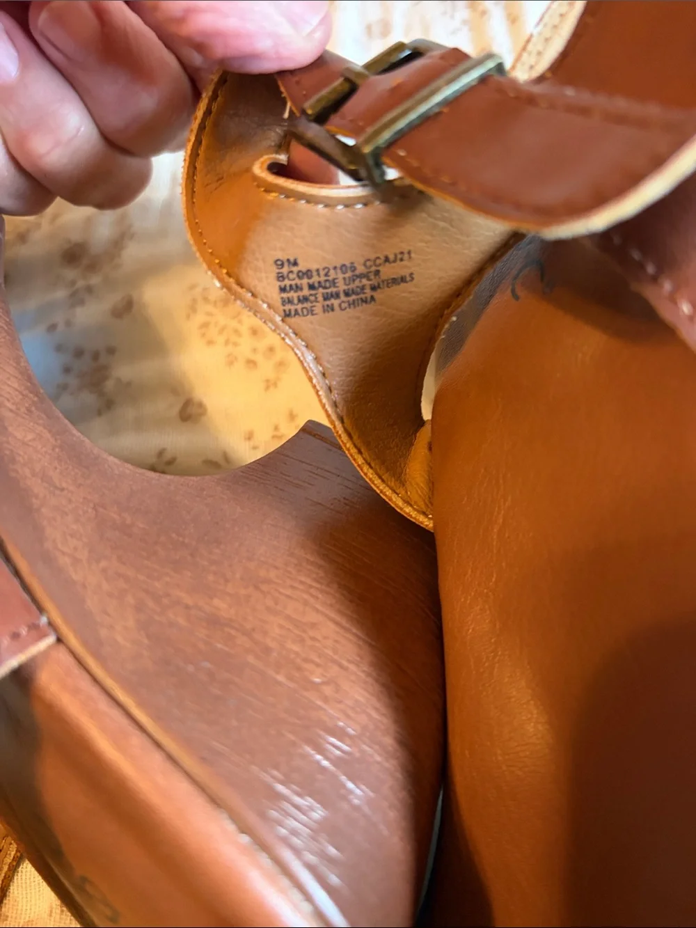 boc Brown Leather Block Heel Sandals